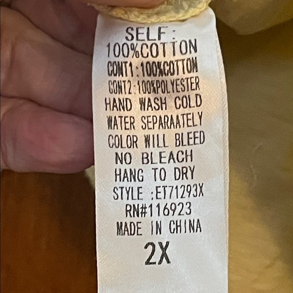 NWTEasel Yellow Panel Top w/Pieced Plaid & Floral Fabric Sleeves w/Pink Rickrack - Picture 16 of 16